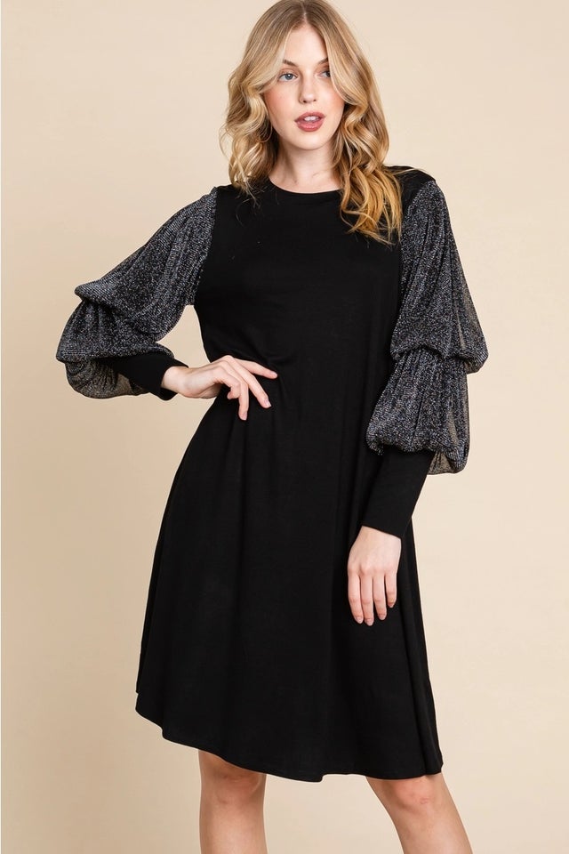 Black holiday deals dress with sleeves